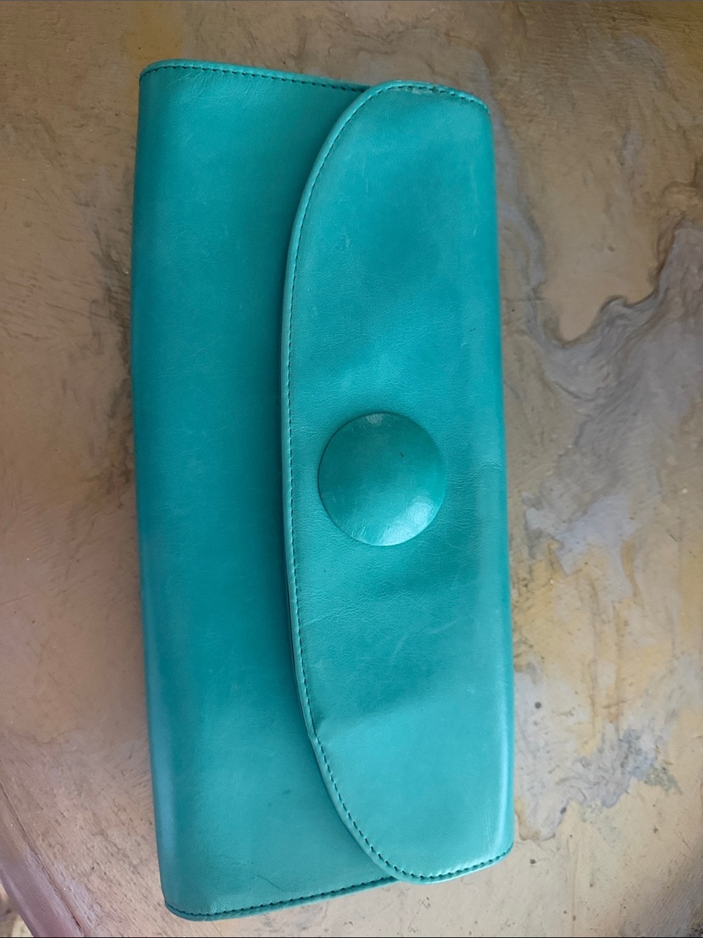 Hobo International Blue Teal Leather Clutch Wallet EUC